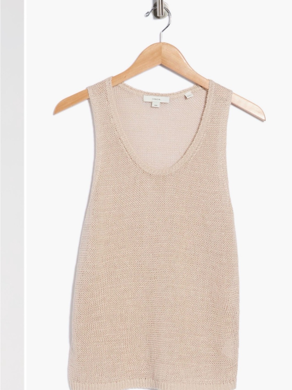 Vince Linen Knit Scoop Neck Tank - Beige/Oat - M